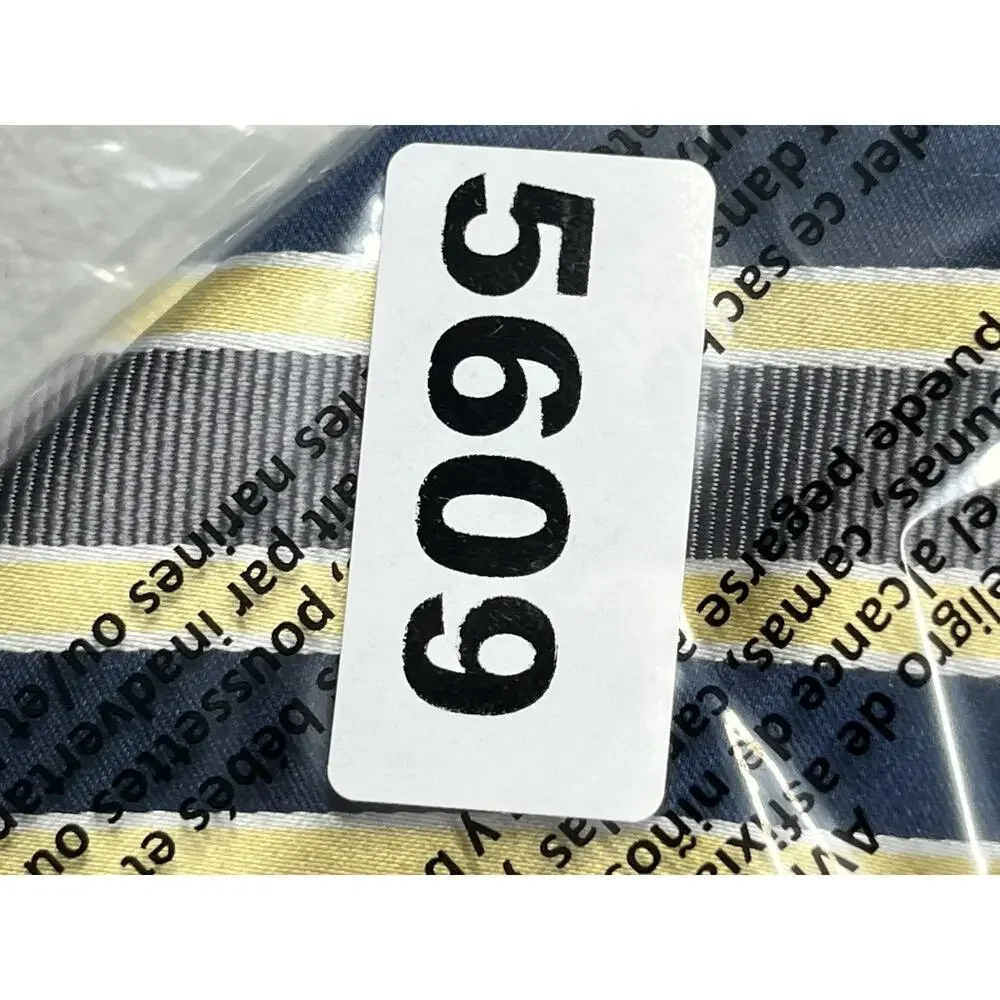 Bergamo New York Tie Yellow Blue Striped Mens Handmade Necktie 3 1/4